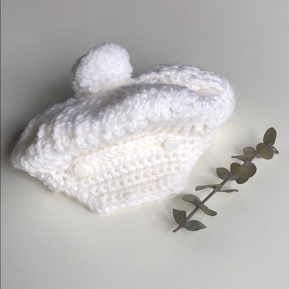 Vintage Cream Knit Baby Newsboy Hat - Picture 10 of 10